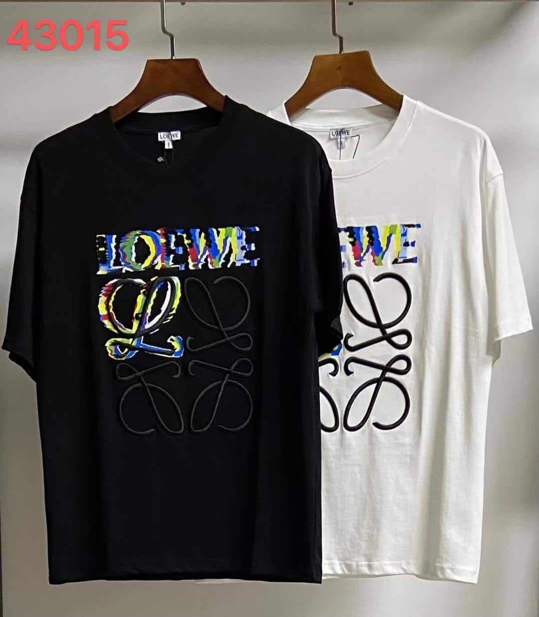 短袖, T恤 - LOEWE 羅意威 23ss新款故障風格印花加刺繡字母logo寬松短袖T恤男女吳磊同款