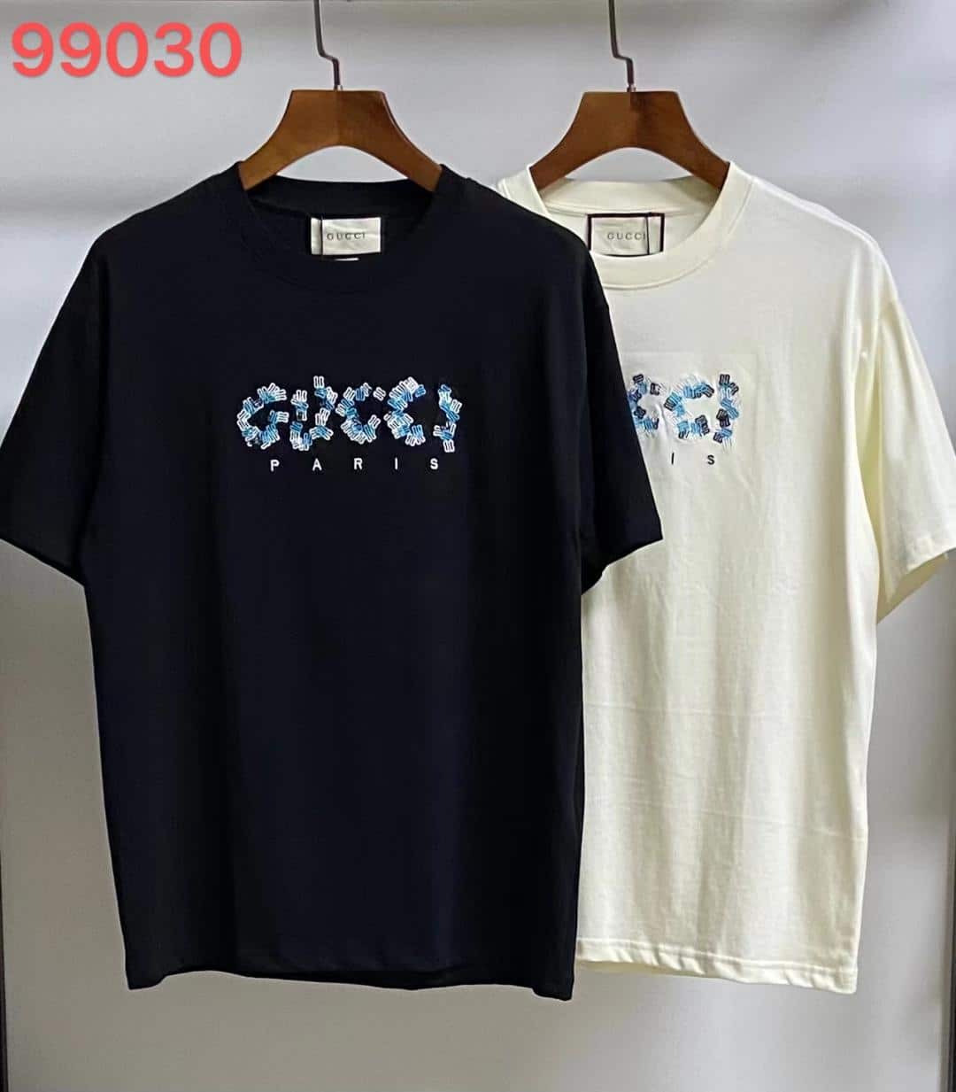 短袖, T恤 - Gucci 古馳 2023夏季新款字母繡花休閒圓領短袖寬松T恤男女款230克純棉面料