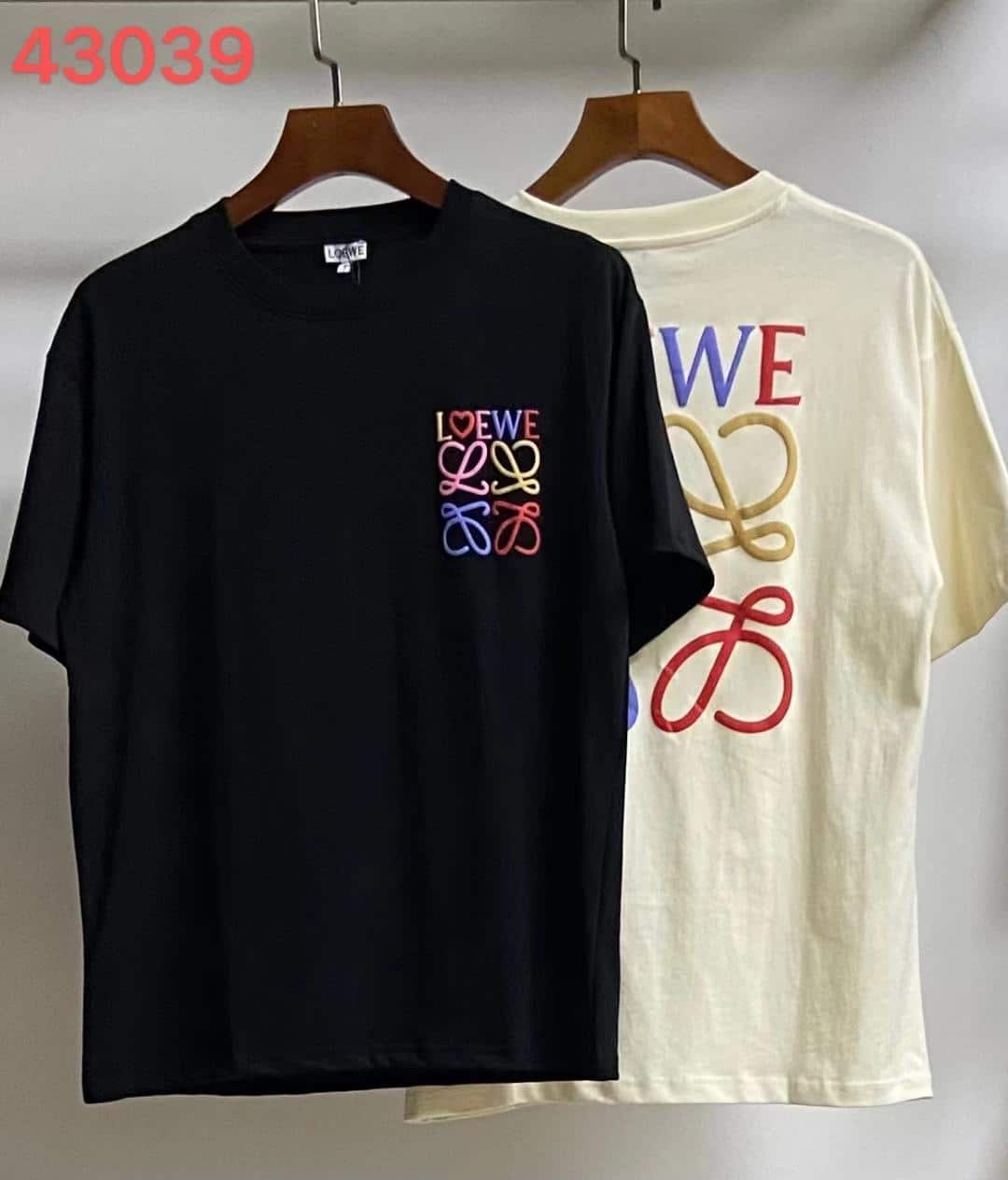短袖, T恤 - LOEWE 羅意威 23SS新款 彩色愛心大logo字母印花休閒短袖男T恤女230克純