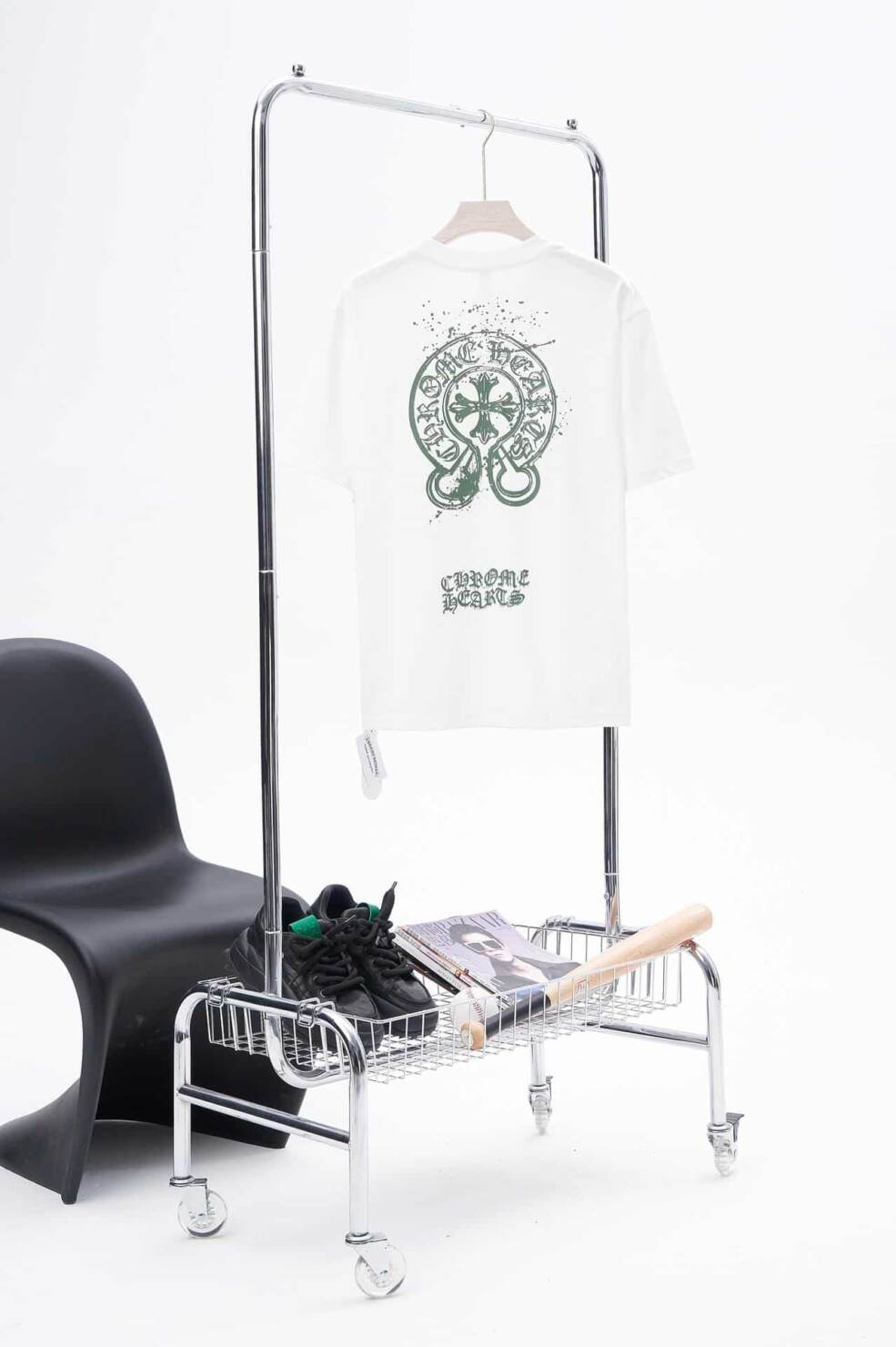 長褲, 短褲, 短袖, T恤 - 夜光高品質 Chrome Hearts 克羅心十字潑墨 T恤 純棉柔軟面料 對色定染面料