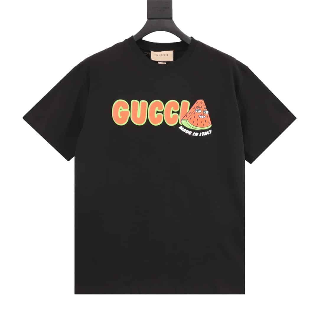 長褲, 襯衫, 衛褲, 短褲, 短袖, T恤 - FG Gucci 古馳 夏日西瓜限定印花短袖 胸前採用百靈達重工印花 立體有質感 面料依舊選用32支雙紗24