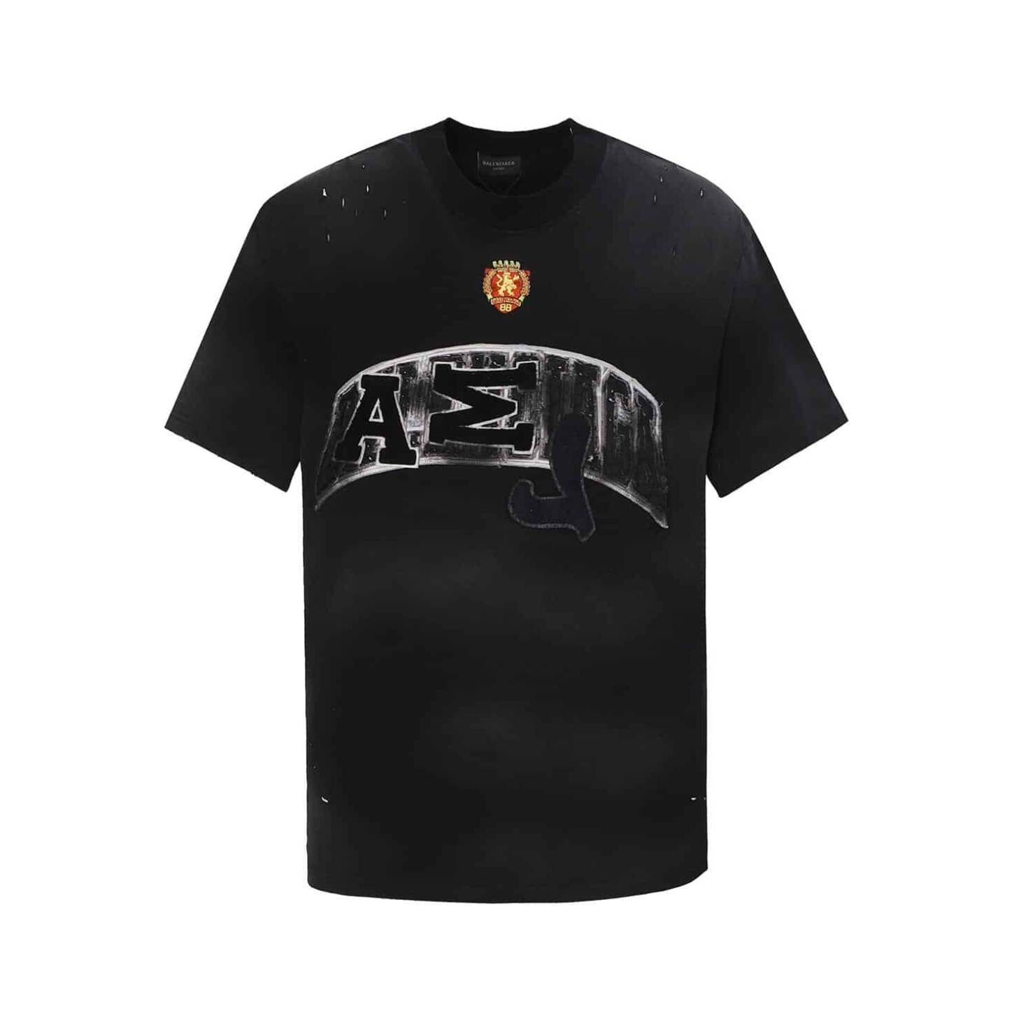 長褲, 襯衫, 衛褲, 短褲, 短袖, T恤 - 1025# 最高版本Balenciaga聯名款重工水洗吊染繡花粘籽挑破水洗工藝290克雙紗。3