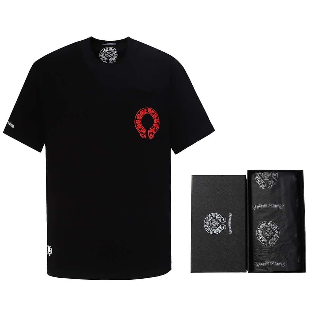 長褲, 長袖, 襯衫, 衛褲, 短褲, 短袖, 夾克, T恤 - 帶盒子包裝#K624 Chrome Hearts CH 克羅心重工印花十字架白色馬蹄梵文印花短袖T桖