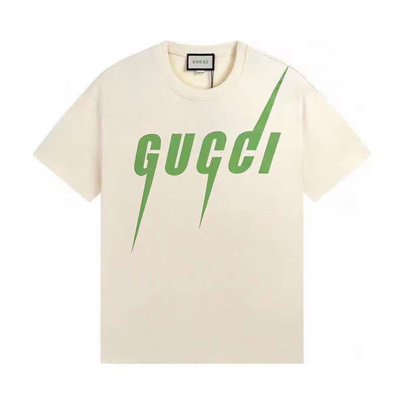 長褲, 長袖, 襯衫, 衛褲, 短褲, 短袖, 夾克, T恤 - JS K53# Gucci古馳新配色刀鋒綠色閃電印花情侶短袖T恤 第一眼看見qucci古馳這件閃電的時候著