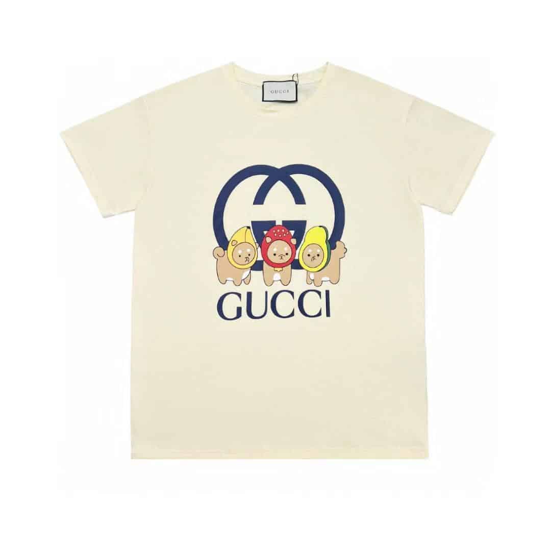 長褲, 襯衫, 衛褲, 衛衣, 短褲, 短袖, T恤 - JS K55# GUCCI 高版本古馳三隻小狗印花情侶👫休閒短袖 胸前小狗印花醒目俏皮立體 印花採用高端采