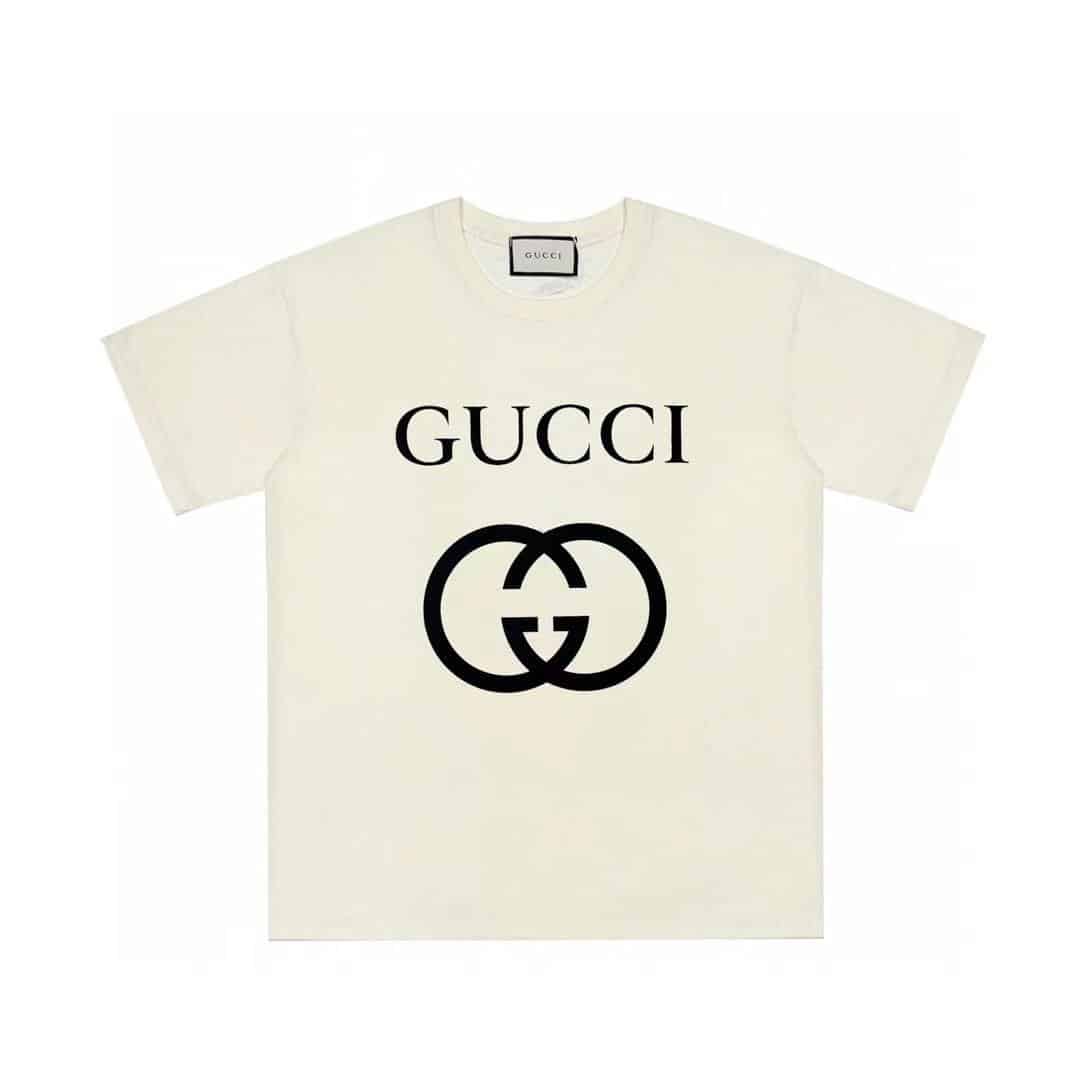 長褲, 長袖, 襯衫, 衛褲, 短褲, 短袖, 夾克, T恤 - JS K68# Gucci古馳互扣式雙G大logo印花圓領短袖T恤 面料採用32支260g精棉雙紗面料
