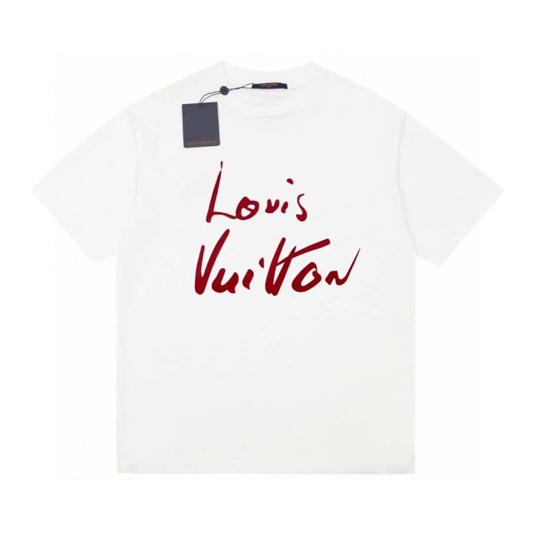長褲, 襯衫, 衛褲, 衛衣, 短褲, 短袖, T恤 - JS K97# Louis Vuitton LV 路易威登限定秀款草寫印花短袖T恤 購入原版開模打造