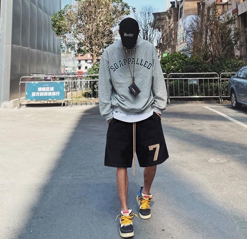 長褲, 長袖, 襯衫, 衛褲, 衛衣, 羽絨服, 短褲, 短袖, 夾克, T恤 - FEAR OF GOD Essentials復線22SS第七季高街數字7植絨高街短褲 情侶款