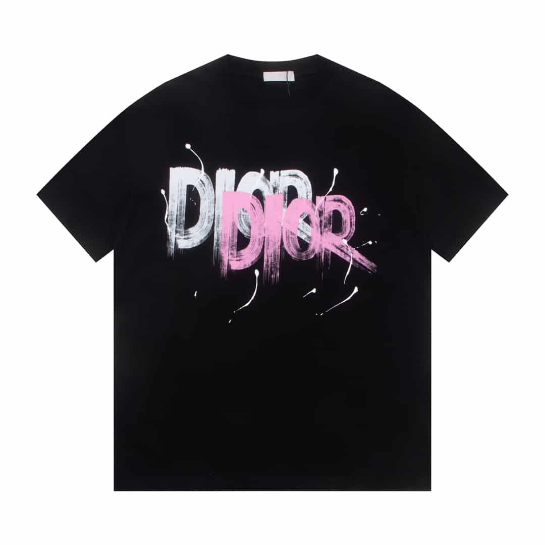 短袖, T恤 - FG Dior 迪奧23ss手繪塗鴉大logo抽象字母圓領短袖T恤 色彩漸變手繪logo融設計細致頂級工藝專