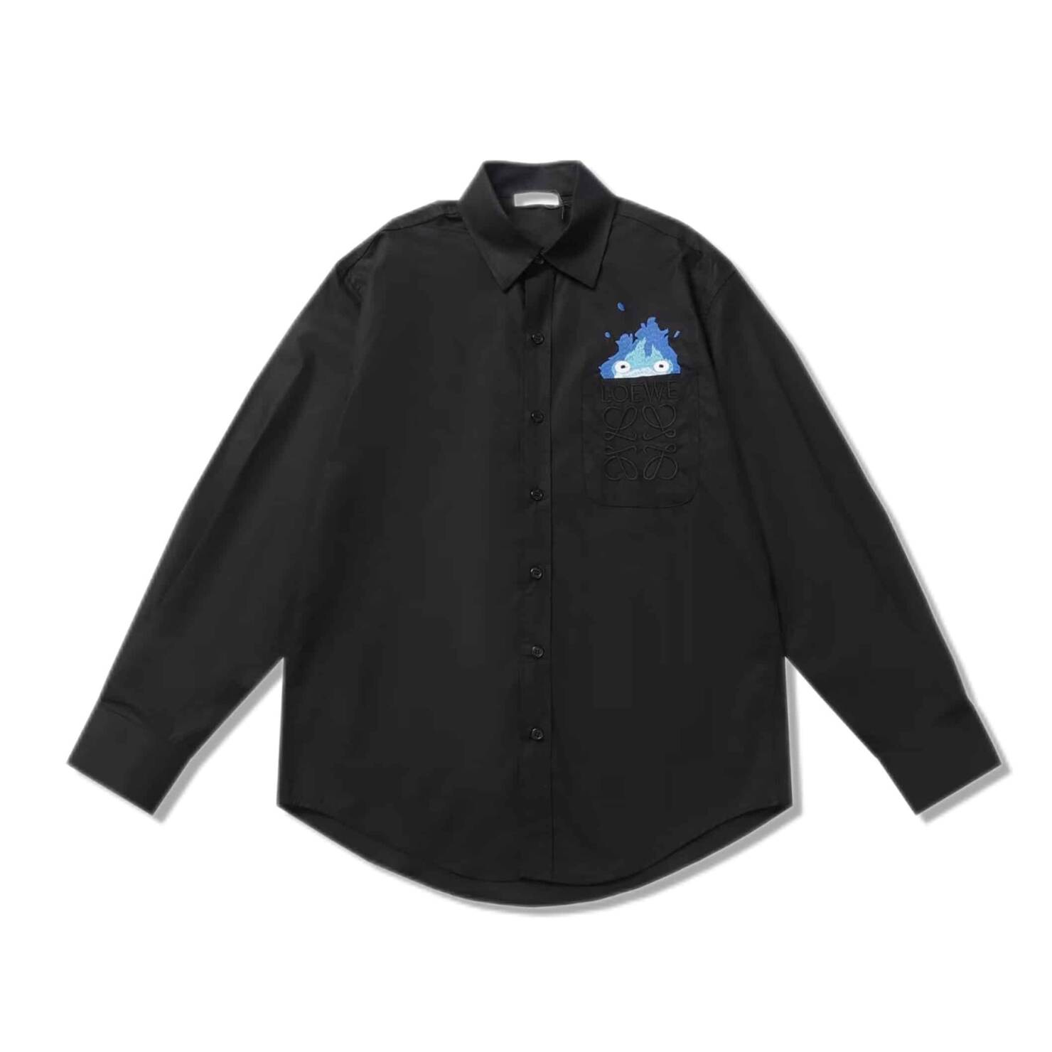 長袖, 襯衫 - FG Loewe 羅意威23ss 宮崎駿聯名系列 火苗刺繡人偶襯衫 久穿不變形 三標齊全
