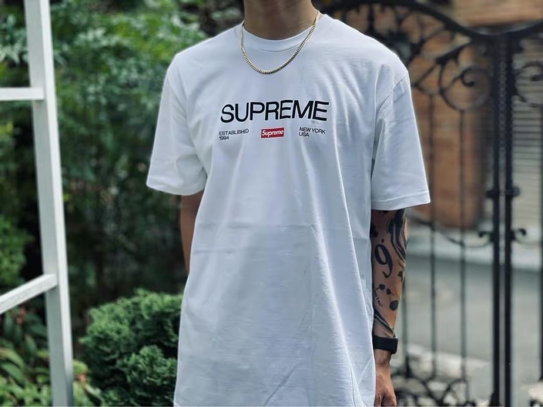 短袖, T恤 - C3 S021 Sureme 21FW Est 1994 Tee 字母 Box Logo 圓領短袖T恤 顏