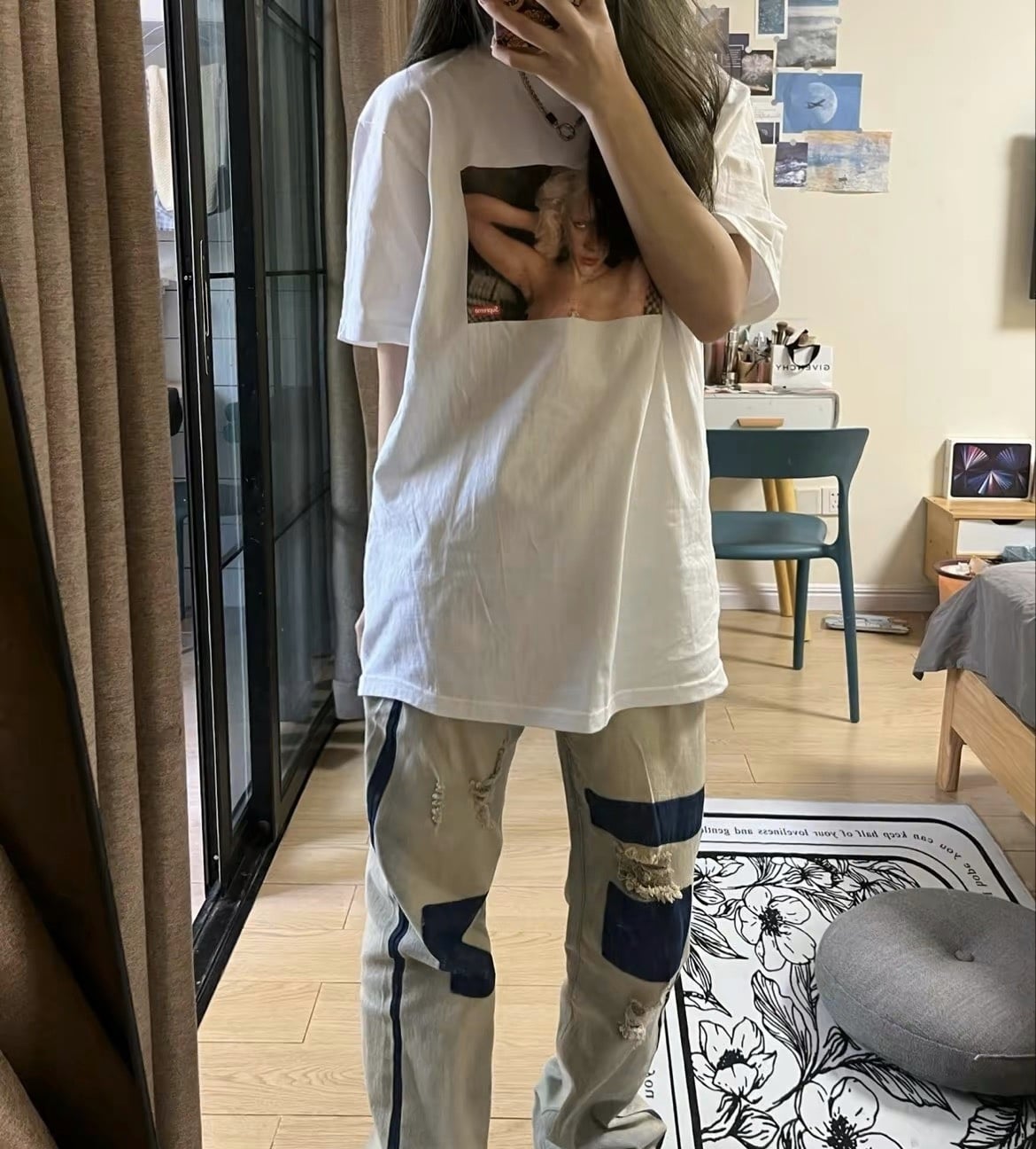 短袖, T恤 - C3 S018 Sureme 22SS Gummo Dot Tee 藝術家聯名人物印花短袖T恤 顏色黑色