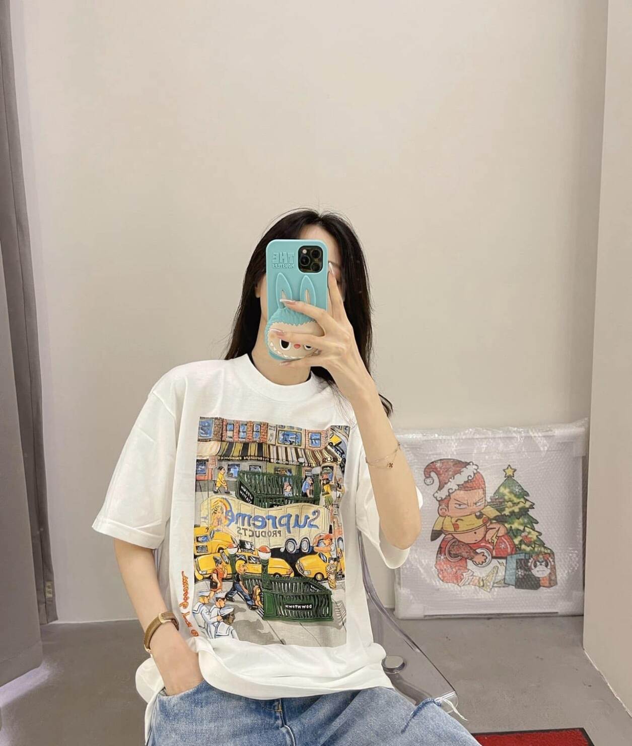 短袖, T恤 - C3 S013 Sureme 22SS Manhattan Tee 新款曼哈頓城市街景短袖男女印花T恤 顏