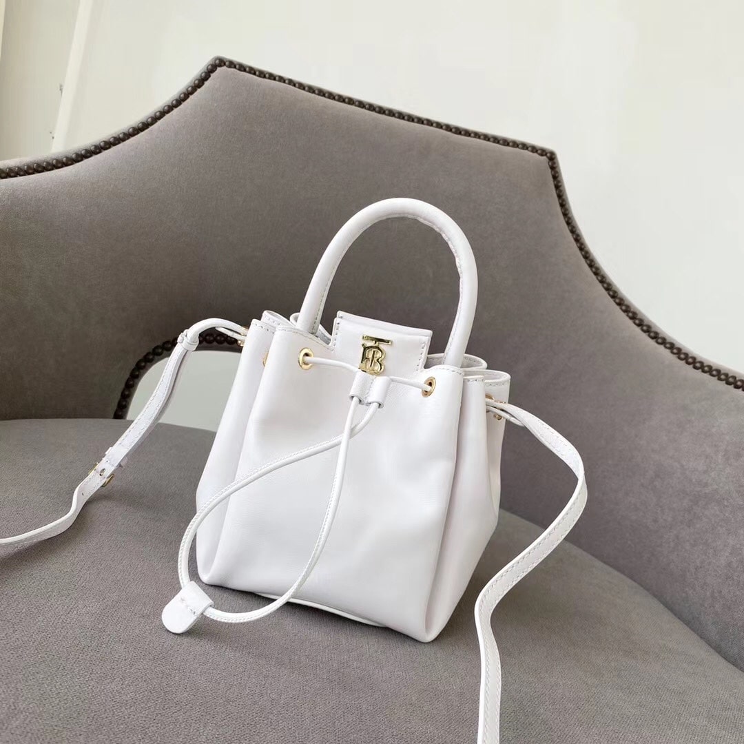 Burberry - Burberry 博柏利會標圖案皮革單肩包女款 白色 牛皮
