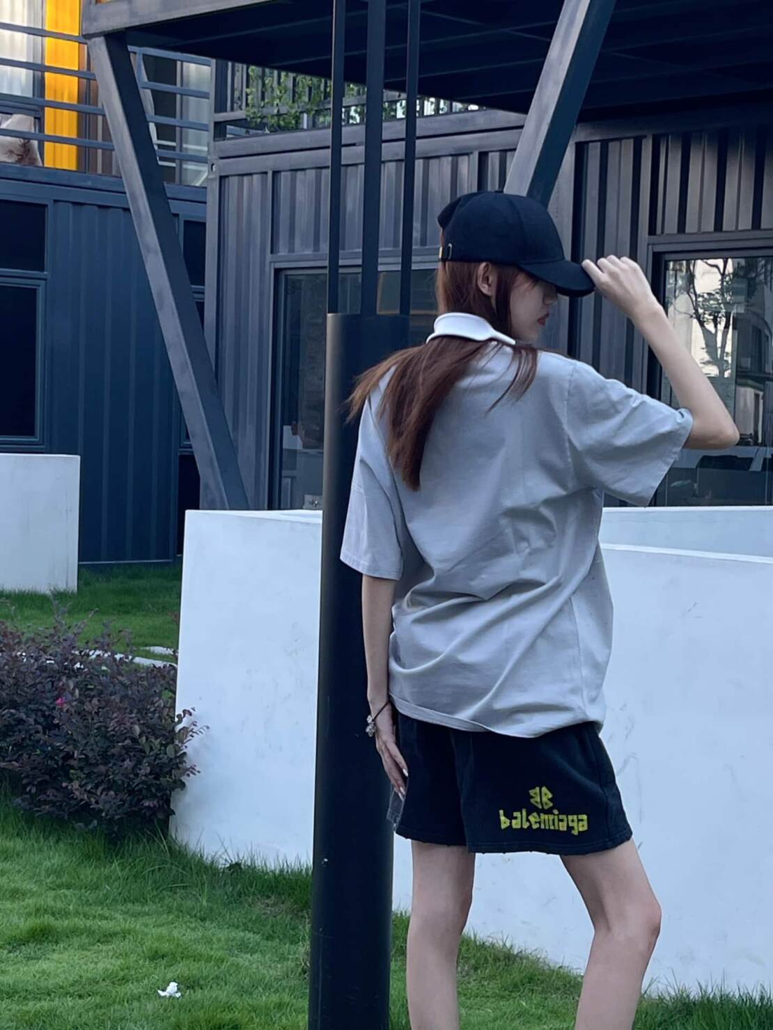 短褲 - K23 Balenciaga巴黎世家膠帶印花水洗做舊破洞五分褲短褲 面料採用330克