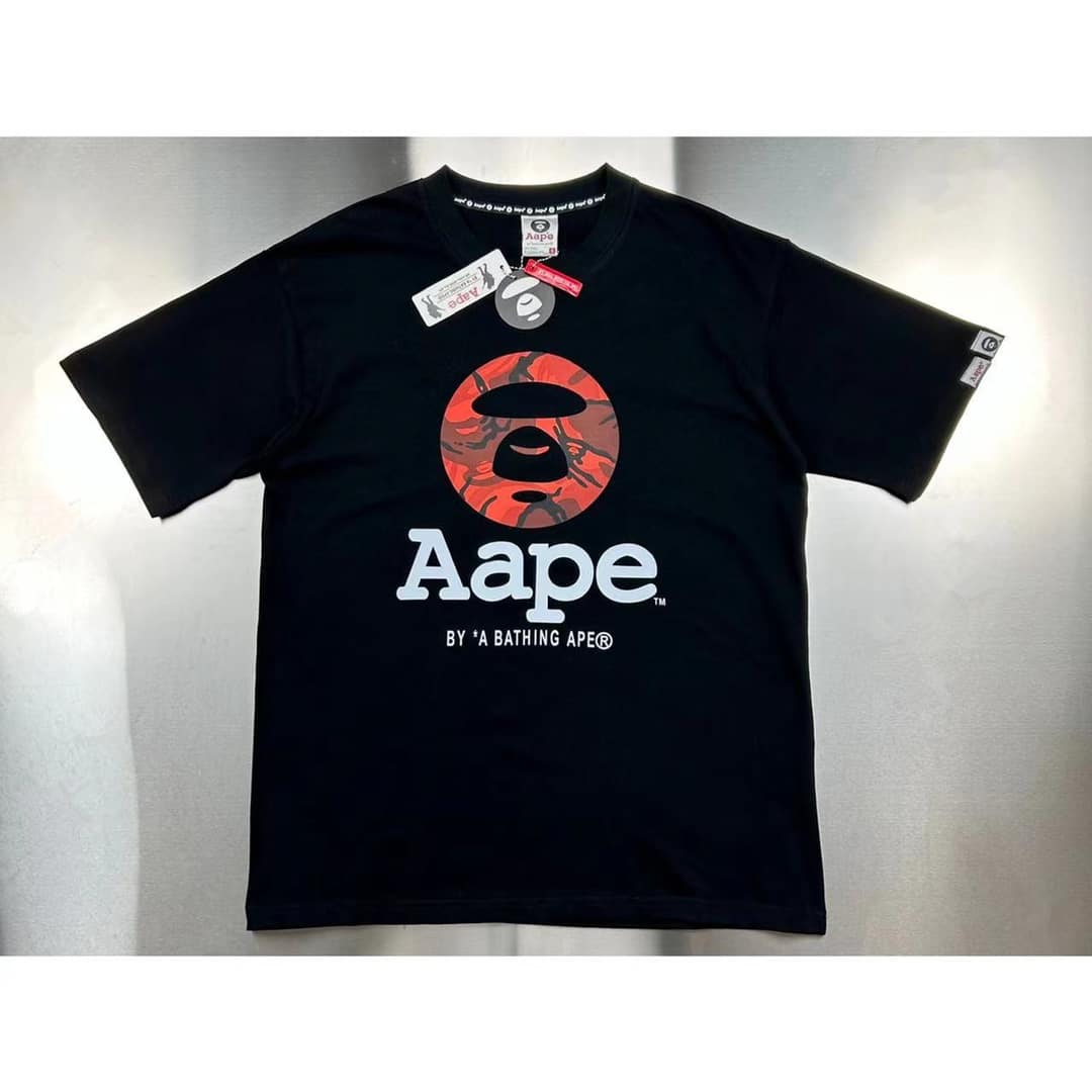 短袖, T恤 - OG009# Aae男裝春夏猿顏印花迷彩潮流圓領短袖T恤 顏色黑色 白色 淺棕色 尺碼S M L X