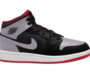 Air Jordan 1 Mid GS Black Grey Red DQ8423-006