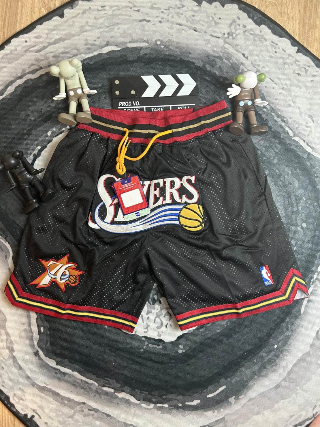 短褲 - MY ＃K05 Mitchell &Ness x Just Don聯名費城76人隊復古高街刺繡球褲 籃球短褲