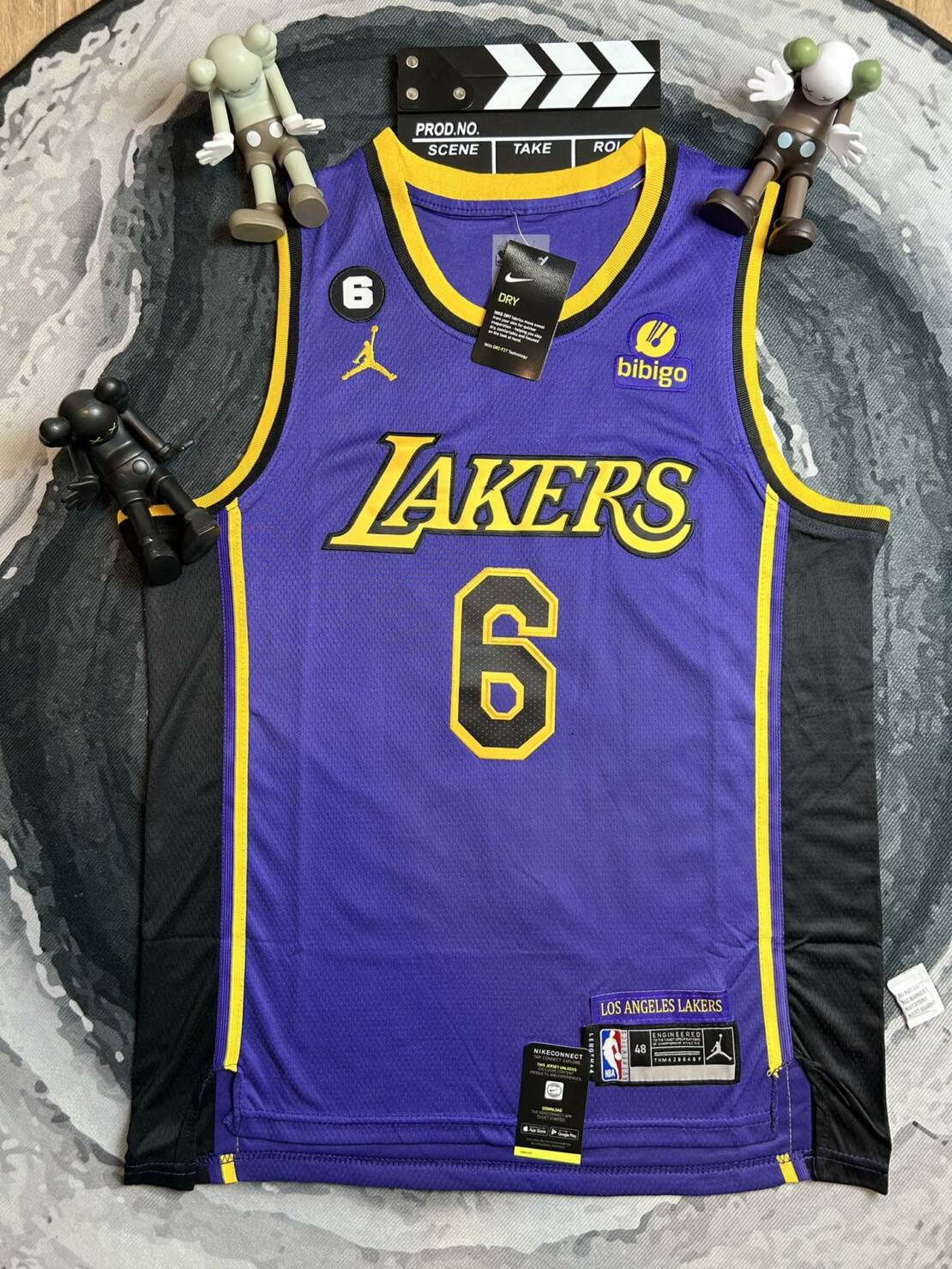 短褲 - (頂級刺繡）MY S06 耐克 NBA 復古籃球背心SW球迷 洛杉磯 湖人詹姆斯 6 熱壓 球衣 顏色 紫