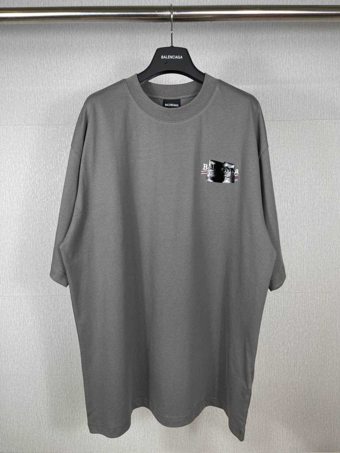 短袖, T恤 - XT3008 實拍圖BALENCI*GA 巴黎#經典款可樂刺繡黑膠短袖T恤# 面料采
