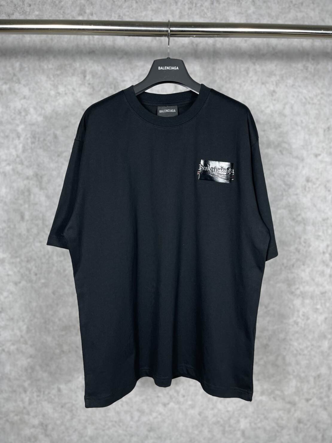 短袖, T恤 - XT3008 實拍圖 BALENCI*GA 巴黎#經典款可樂刺繡黑膠短袖T恤# 面料