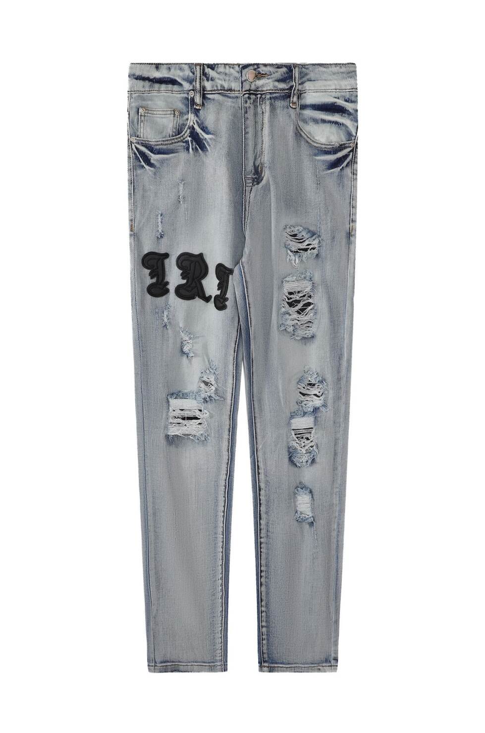 長褲, 短褲 - 款號FZ3093 AMIRI MX1高街牛仔褲修身水洗刀割破洞長褲FOG高街男潮 AM