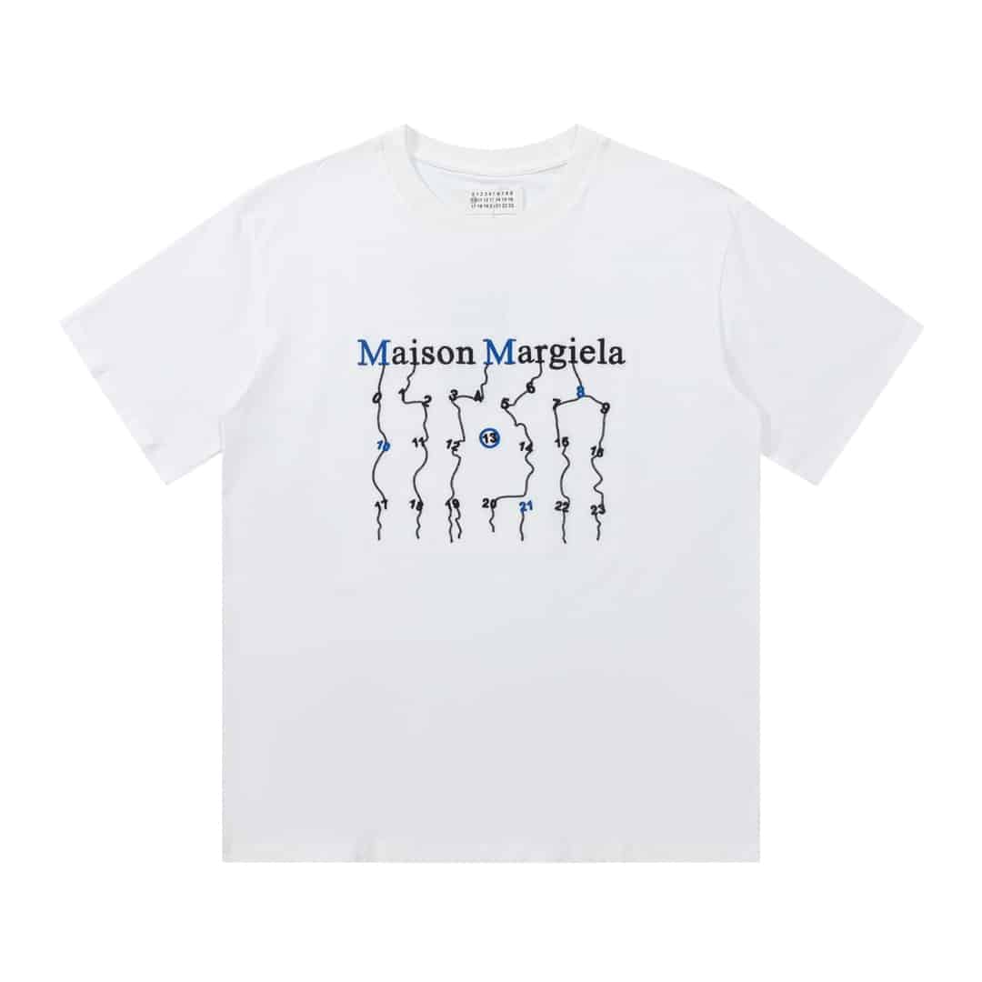 短袖, T恤 - FG Maison Margiela 馬丁·馬吉拉 23SS經典刺繡字母連線短袖T恤 刺繡後帶一層熱熔襯布