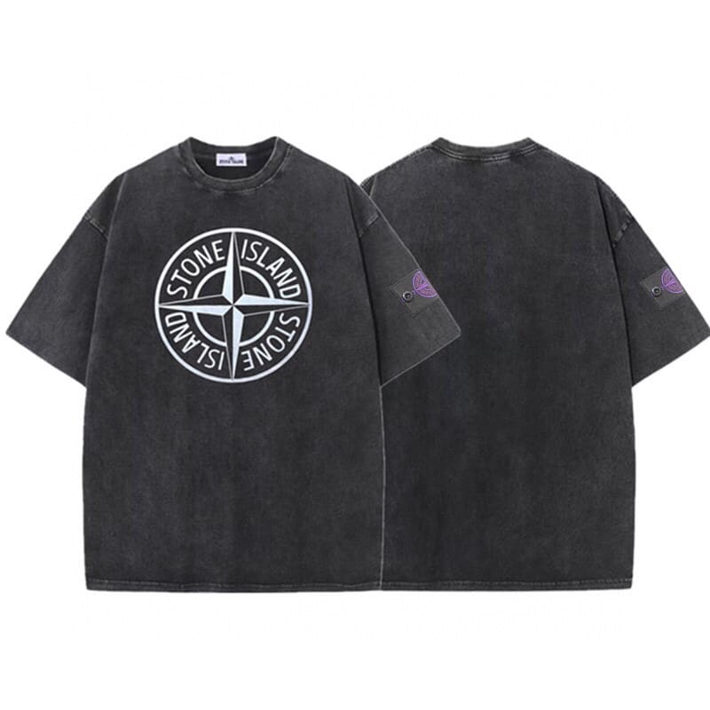 短袖, T恤 - HC250 碼數: M L xl XXL STONE ISLAND石頭島水洗短袖22FW登島行動 #面料採用