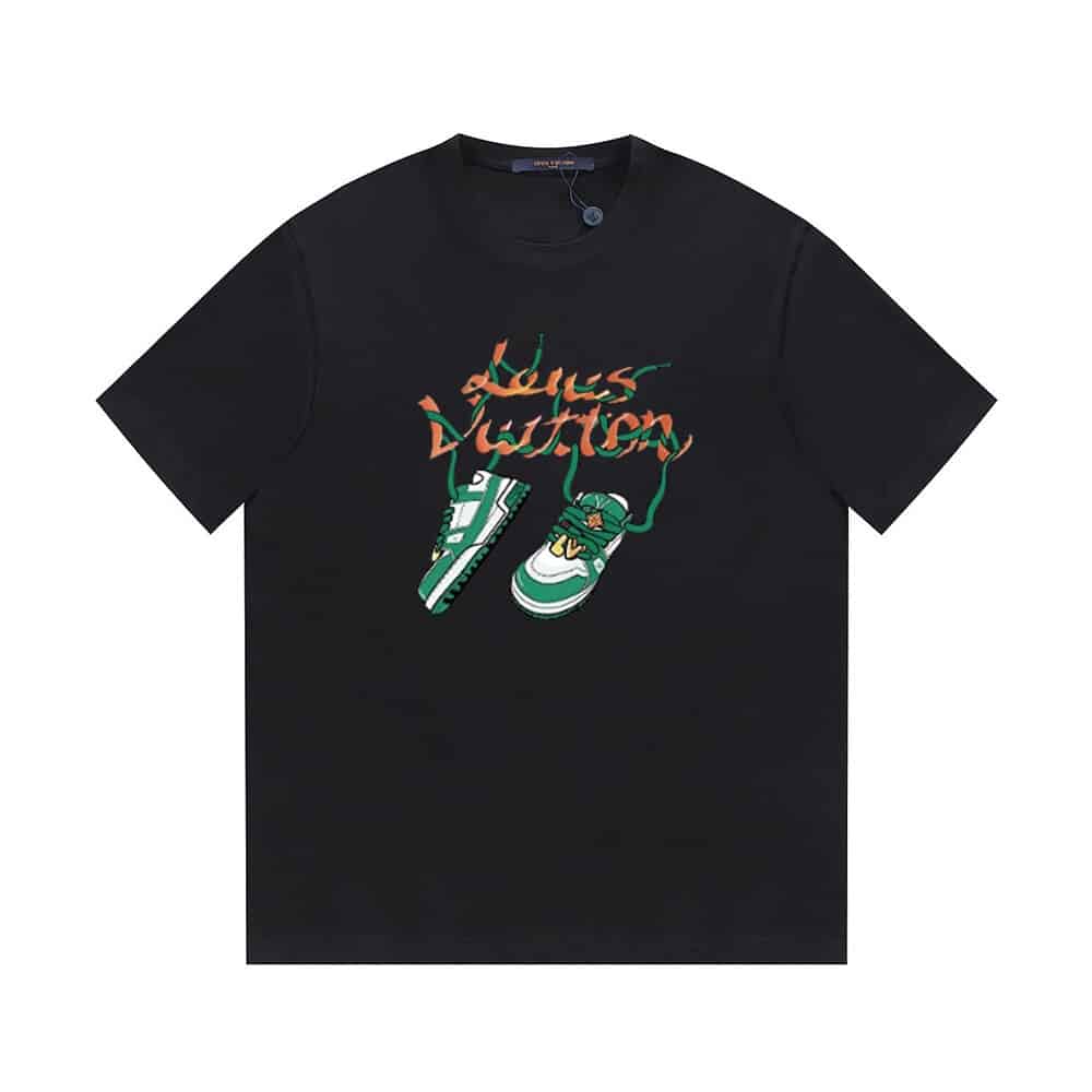 短袖, T恤 - FG Louis Vuitton 路易威登 23ss印花T恤短袖 Trainer運動鞋👟+字母logo圓領短