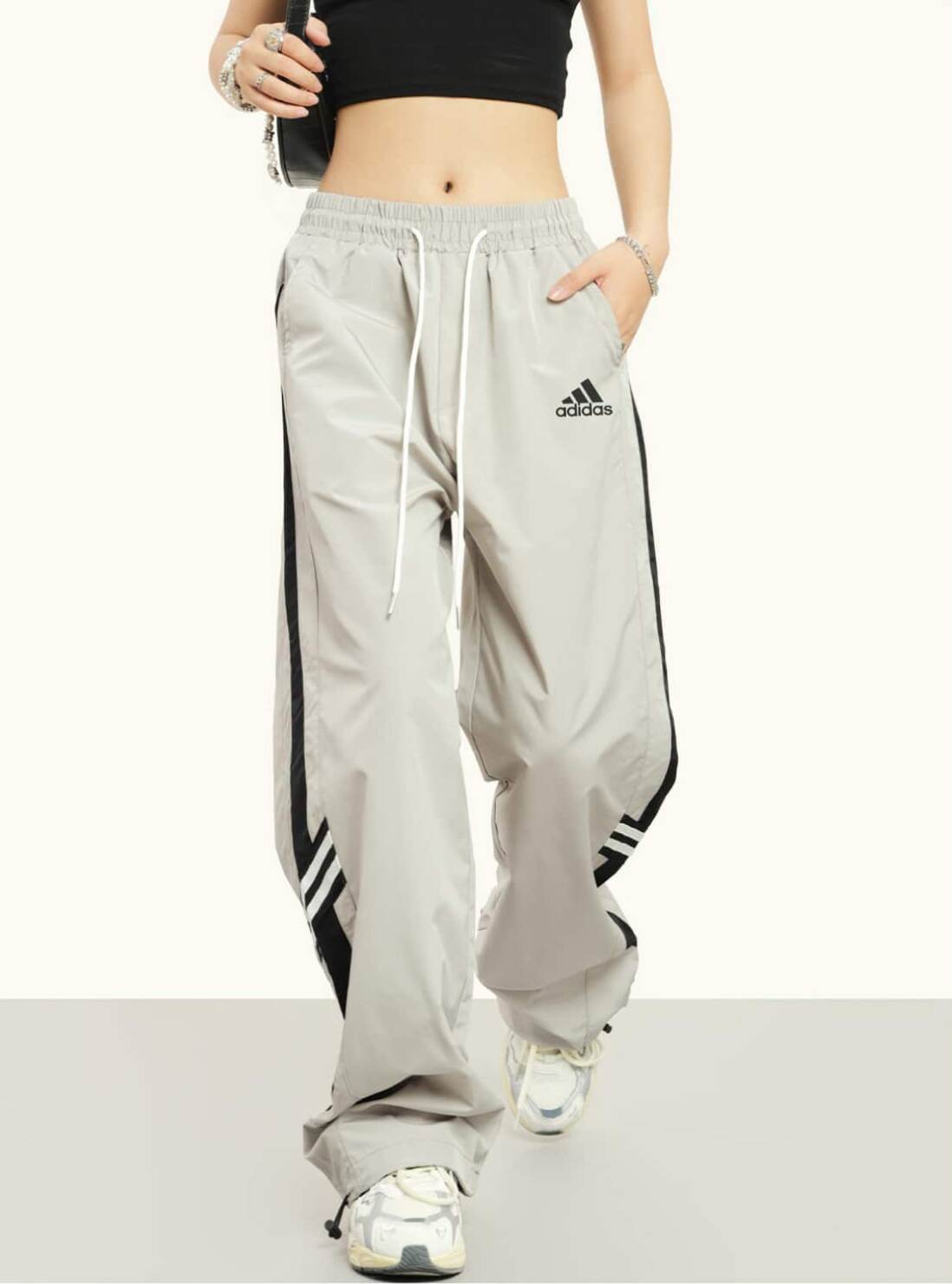 長褲 - FY156# ✨Adidas阿迪達斯摩登美式vintage復古織帶直筒褲✨ 採用防水小牛津 速乾麵料更適合運