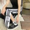 長褲, 衛褲 - FY118# ⚠️品控款✨Adidas三葉草刺繡logo高街籃球排扣闊腿衛褲運動褲✨ 將黑白兩色運用到極致