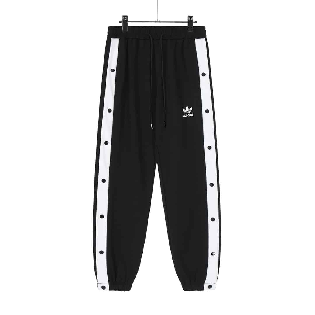長褲, 衛褲 - XH H05 Adidas 阿迪達斯刺繡標三葉草抽繩側邊排扣褲束腳褲 側邊排扣紐扣寬松收口衛褲 滿滿的機能風