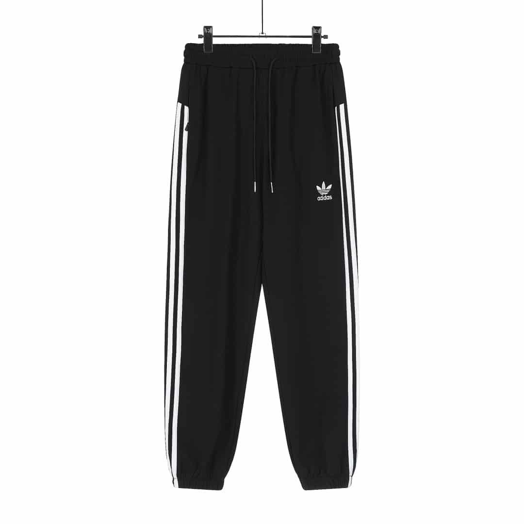 長褲, 衛褲 - XH H04 Adidas 阿迪達斯三葉草23ss經典基礎三道槓刺繡小標抽繩束腳衛褲 面料是原廠毛圈棉面料
