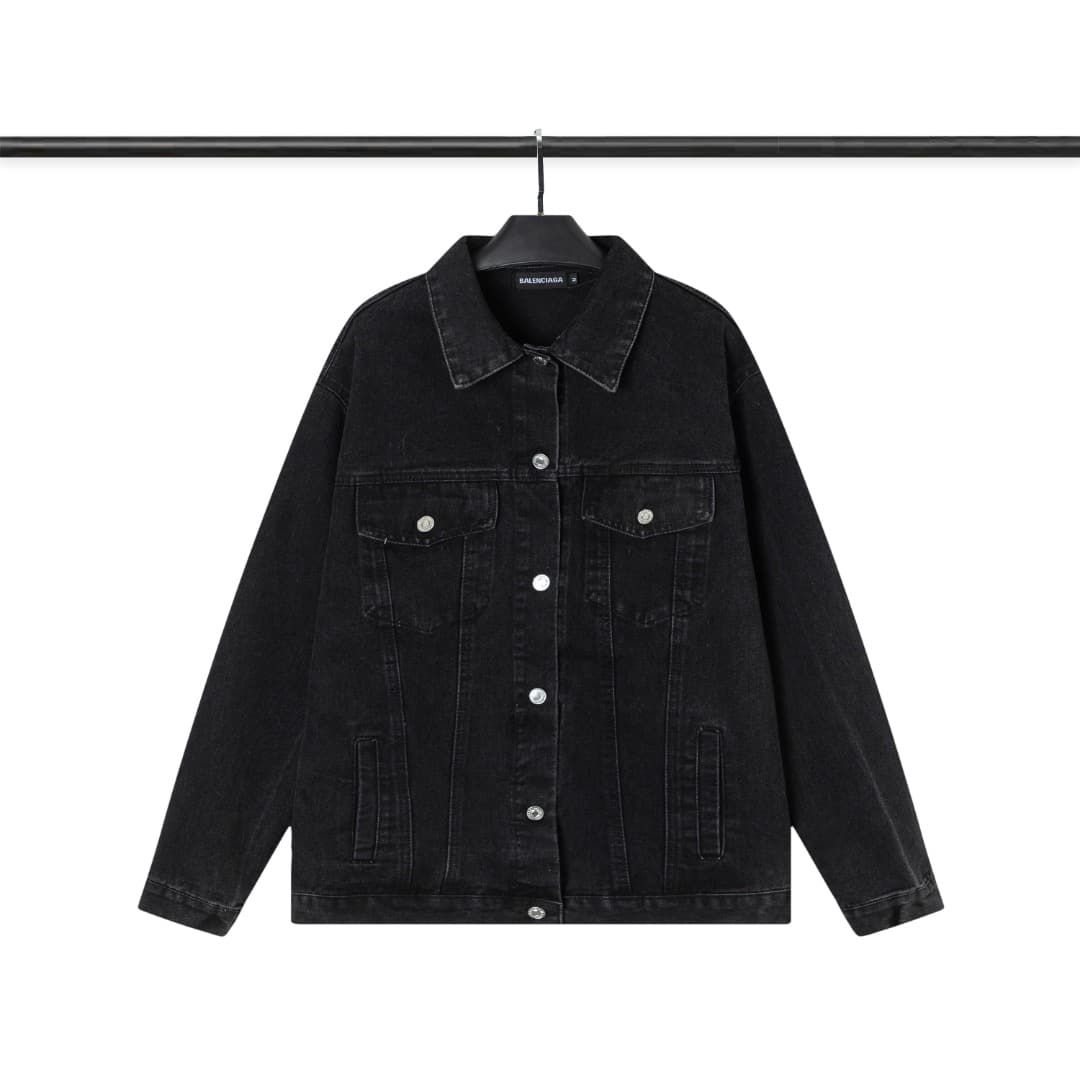 短褲, 棒球服, 夾克, LOUIS VUITTON, Burberry - WY6012# BALENCIAGA 巴黎世家 燙鑽大標 22ss 高品質 重工 牛仔衣外套 ✓後幅定製鑽
