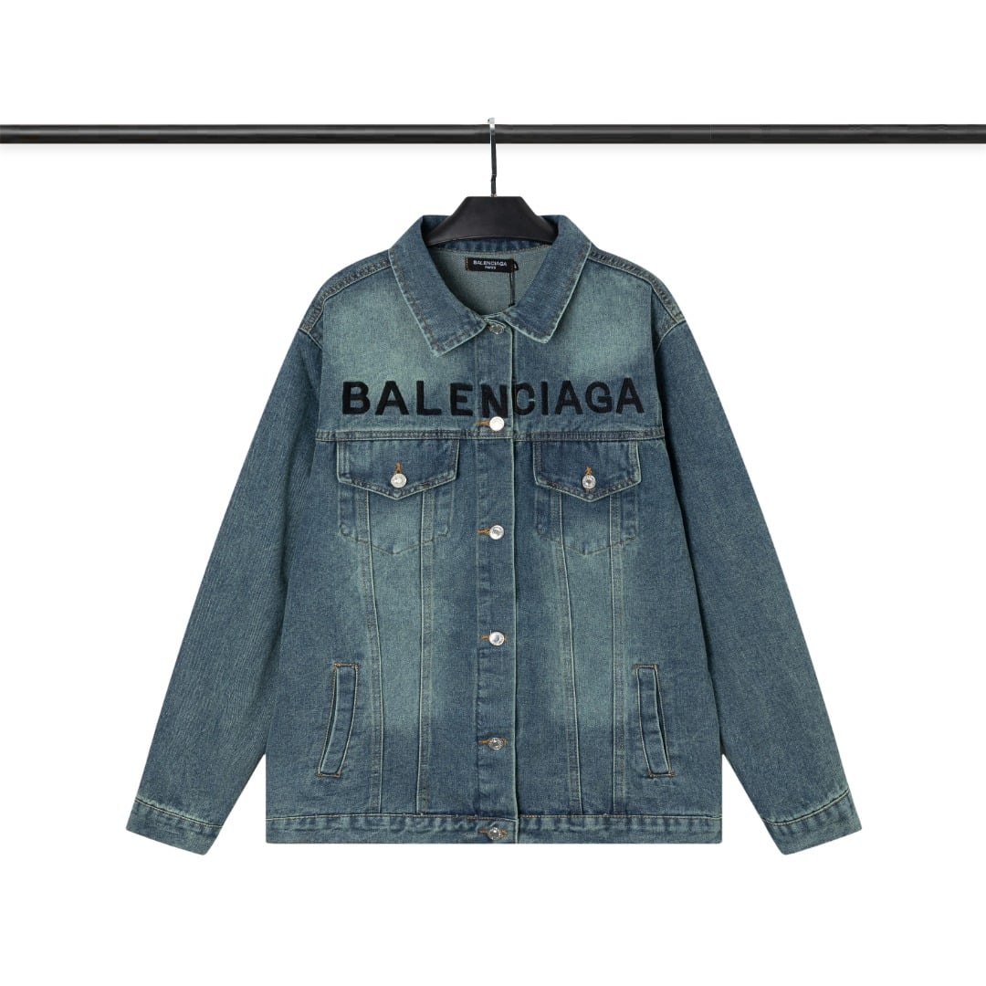 短褲, 棒球服, 夾克, LOUIS VUITTON, Burberry - WY6013# BALENCIAGA 巴黎世家 刺繡經典款 22ss 高品質 重工 牛仔衣外套 ✓客供定製