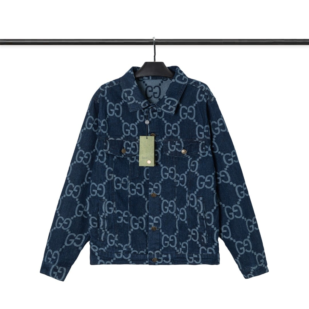 短褲, 棒球服, 夾克, LOUIS VUITTON, GUCCI, Burberry - WY6015# Gucci 古馳 提花滿印 高品質 牛仔衣外套 ✓ 採用水洗牛仔面料經