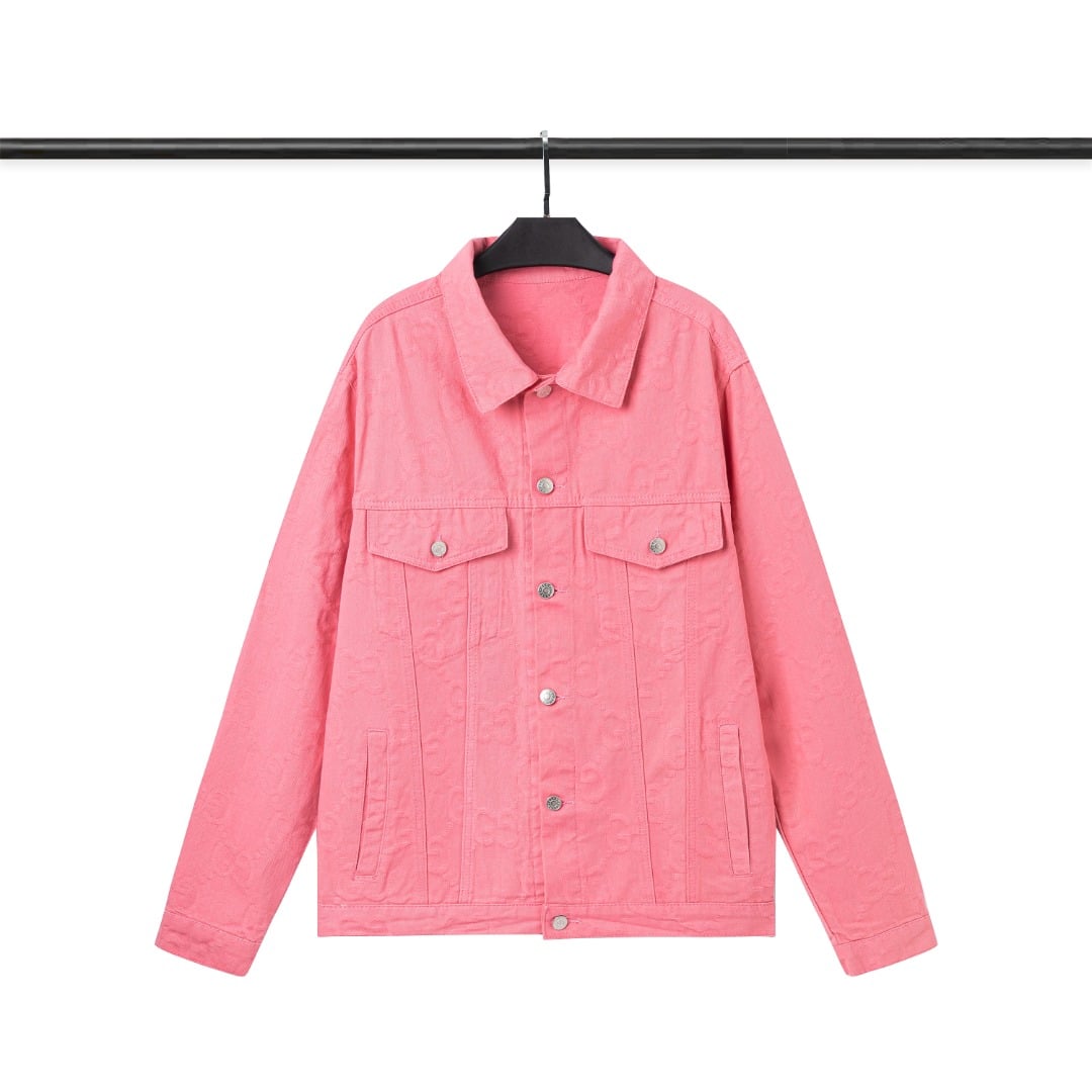 短褲, 棒球服, 夾克, LOUIS VUITTON, GUCCI, Burberry - WY6102# Gucci 古馳 定製粉 提花滿印 高品質 重工高克重牛仔衣外套 ✓