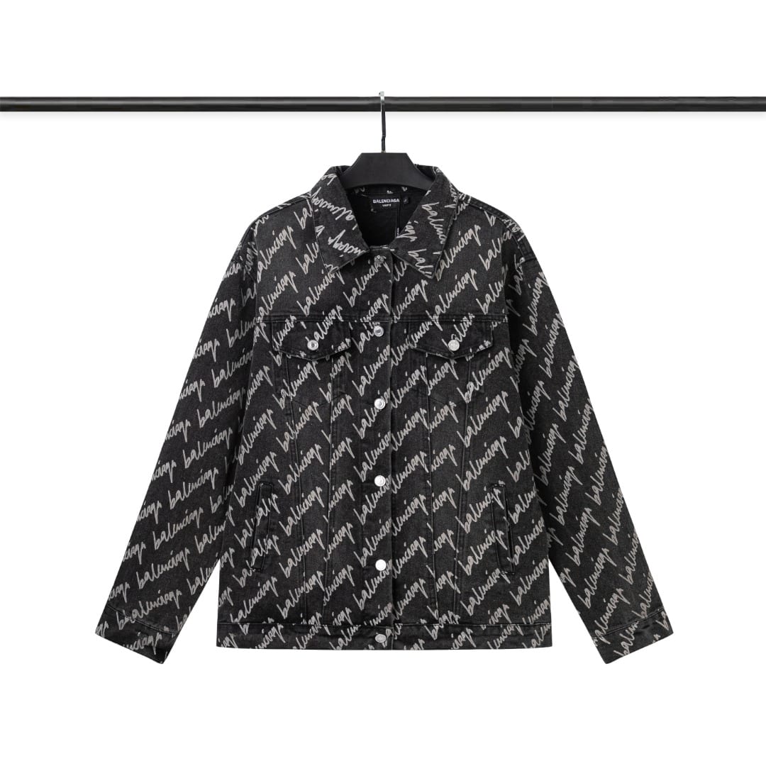 短褲, 棒球服, 夾克, LOUIS VUITTON, GUCCI, Burberry - WY6104# alenciaga 巴黎世家 英文斜邊Logo滿印 高品質 高克重牛仔衣外套 （區別世面普