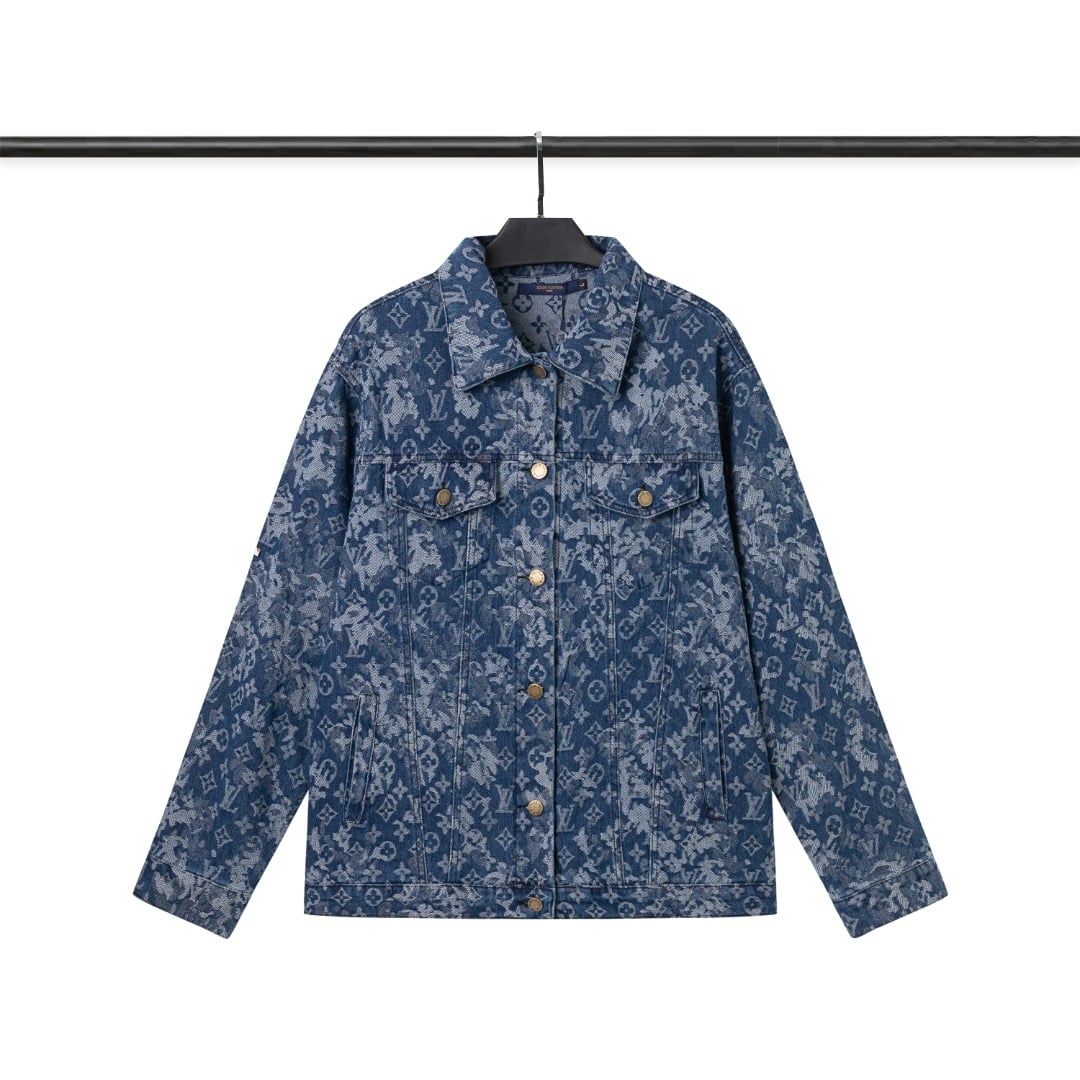 短褲, 棒球服, 夾克, LOUIS VUITTON, GUCCI, Burberry - WY6105# Louis Vuitton LV路易威登 水墨繪畫滿印 高品質 牛仔衣外套 （區別世面普通