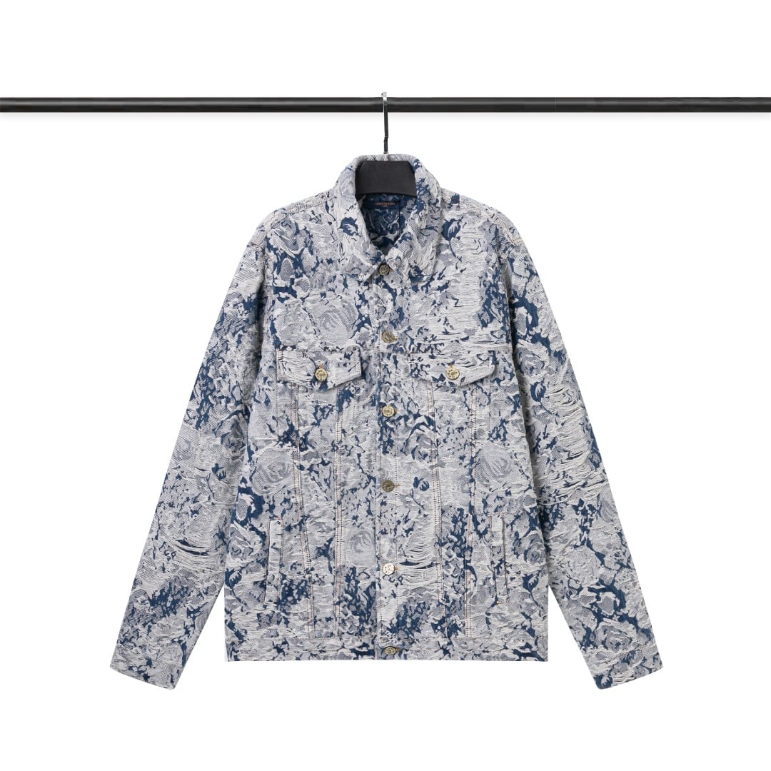 短褲, 棒球服, 夾克, LOUIS VUITTON, GUCCI, Burberry - WY6106# Louis Vuitton LV 路易威登 破壞花卉Rose水洗滿印 高品質水波紋線高克重
