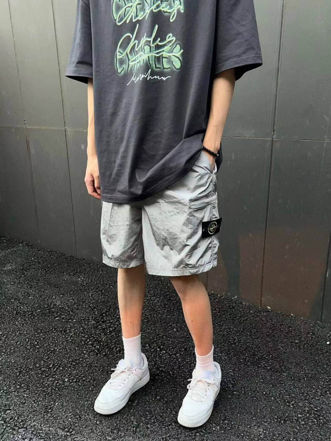 短褲 - WY6130# Stone Island 石頭島22ss金屬尼龍雙側拉鏈防水短褲 輕奢主