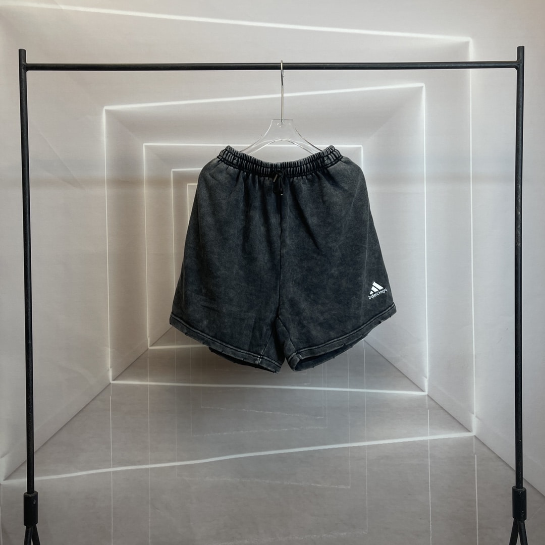 襯衫, 短褲, 短袖, T恤 - WY6146# Balenciaga 巴黎世家 x Adidas 阿迪達斯 官方聯名 純棉水洗黑短褲 「巴黎