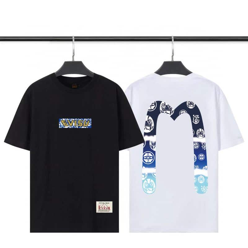 短袖, T恤 - XY:FS47  (自家圖 可上平台） 平紋雙紗 滅世版本 EVISU 福神2022年夏季新款 男女情侶潮