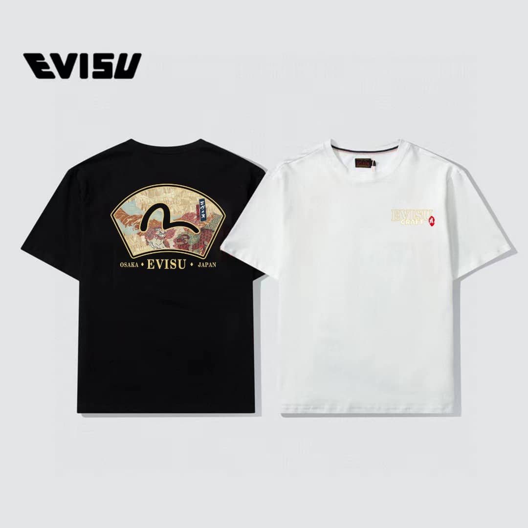 衛衣, 短袖, T恤 - XYFS63,最高品質 EVISU 福神最新佛頭字母Logo印花圓領短袖T恤 EV一直兼具巧思妙想與潮流觸覺