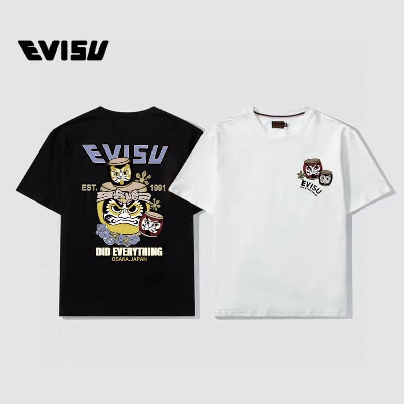 衛衣, 短袖, T恤 - XY:FS62,EVISU大鼓達摩印花短袖 品牌把日式元素加入街頭時尚單品 這件T恤前後均I印有大鼓達摩圖案