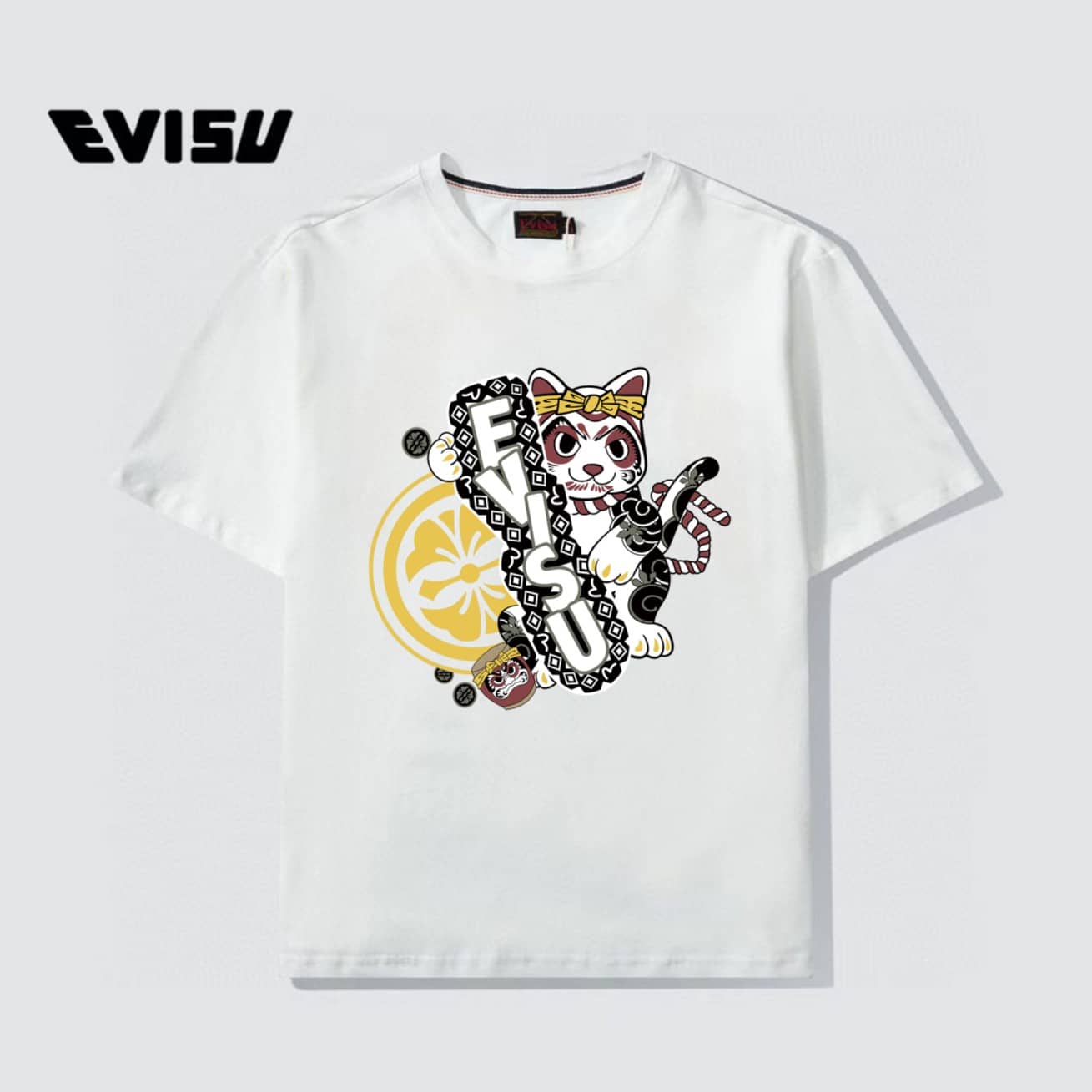 衛衣, 短袖, T恤 - XY:FS69 , EVISU 2023夏季新款 男士小海鷗招財貓與商標塗鴉印花短袖工藝設計恤採用是230克