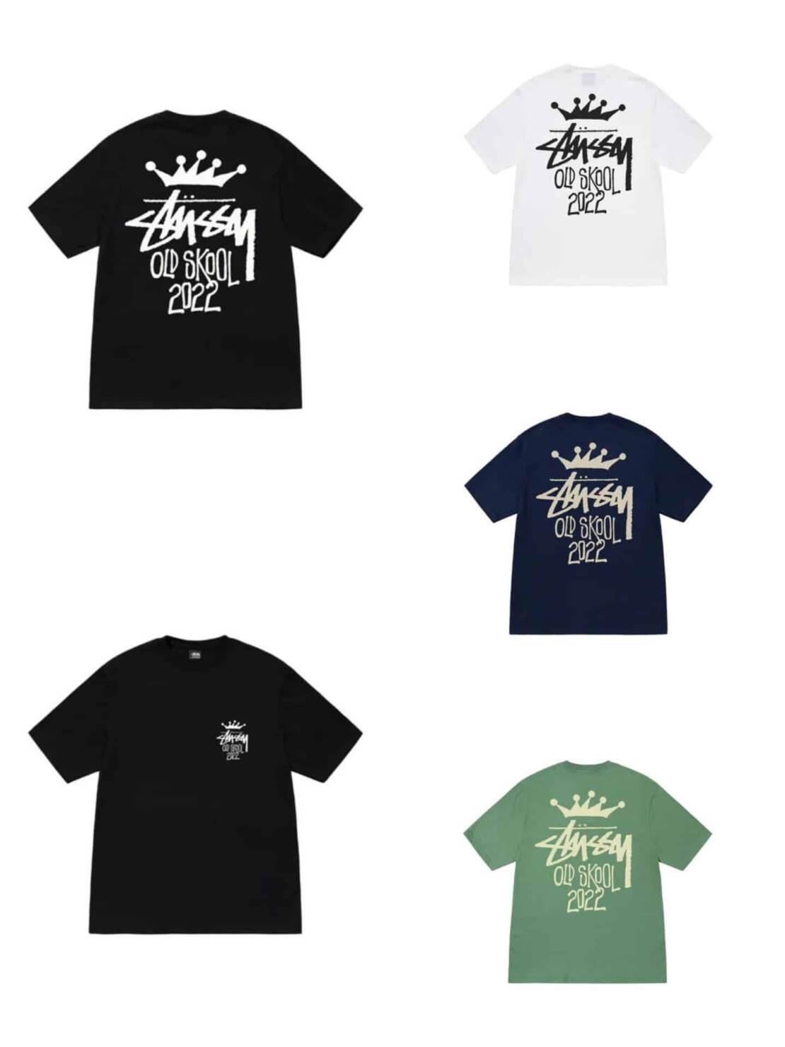 短袖, T恤 - # STUSSY 斯圖西 皇冠字母老派字母印花塗鴉T恤stussy情侶半袖 顏色黑色 白色