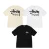 短袖, T恤 - # STUSSY 斯圖西 經典四葉草印花款 男女情侶裝寬松圓領T恤 顏色黑色 白色 尺碼S