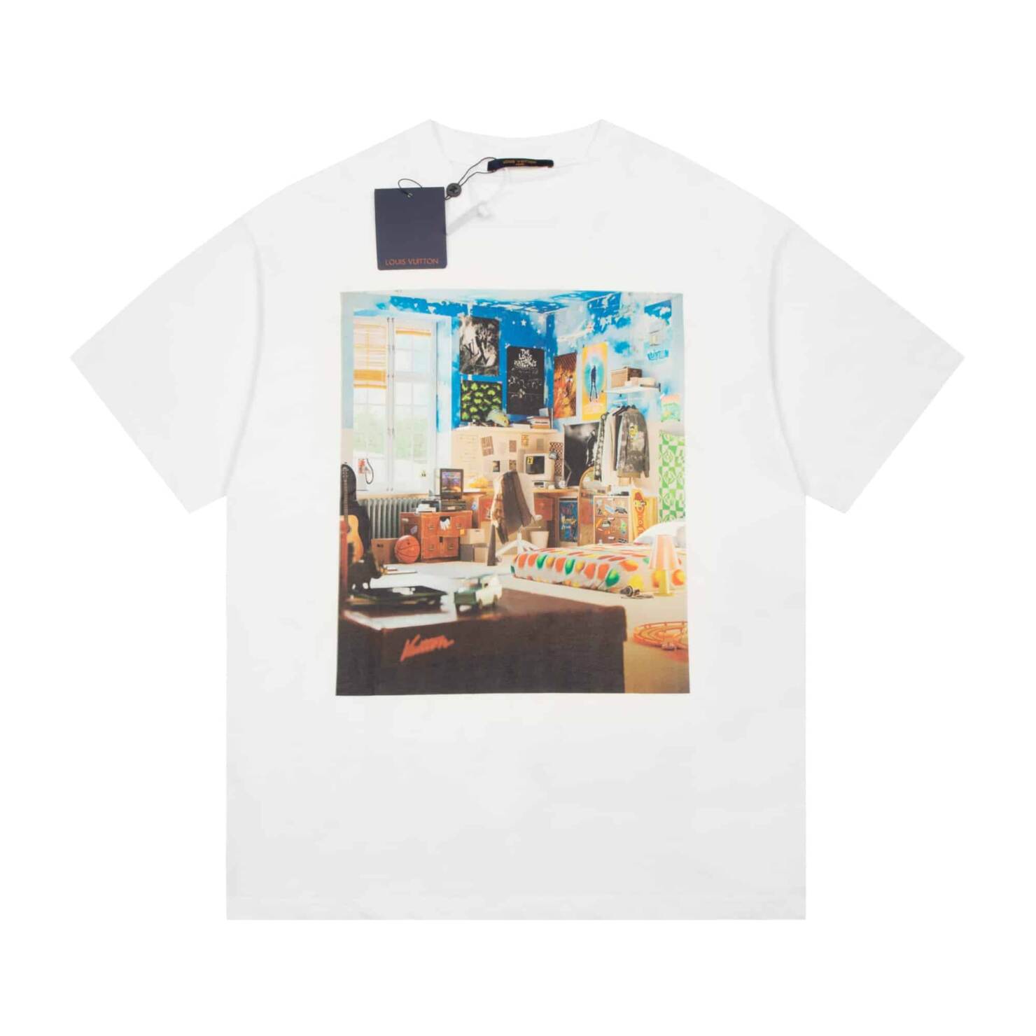 短袖, T恤 - 2618# 高品質 LV 路易威登23ss 房間全系單品短袖 色彩鮮明的趣致印花採用3D直噴工藝 更