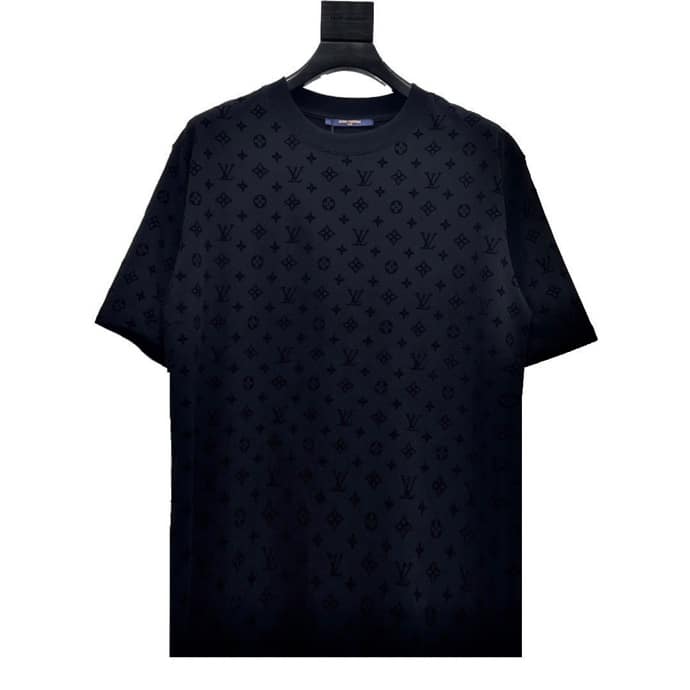 長褲, 短褲, 短袖, T恤, LOUIS VUITTON - FG Louis Vuitton 路易威登 23ss 滿印老花植絨短袖T恤 採用特定組織的30S 1*2雙紗